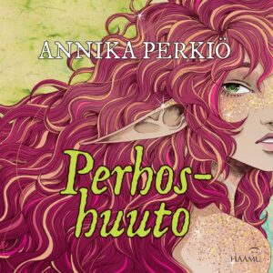 Kirjan kansikuva. Kannessa punatukkainen ja suippokorvainen satuolento.