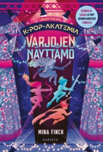 Kirjan kansikuva. Kannessa esirippu, näyttämö ja varjokuvahahmoja.