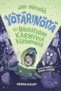 Kirjan kansikuva. Kannessa kirjaa lukeva poika ja ympärillä hirviöitä.